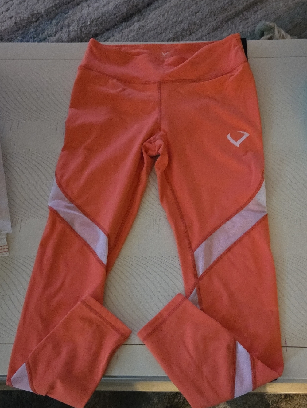 Violate Coral-Orange Leggings with Mesh Like Panels SzM